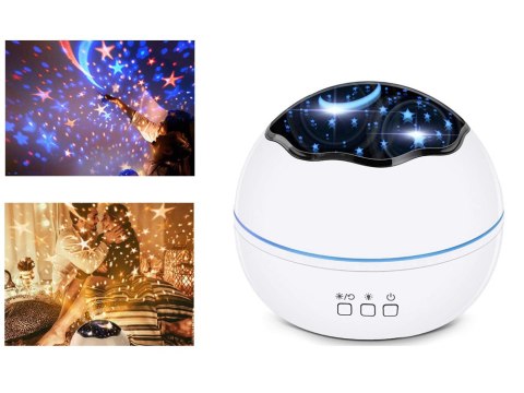 Obrotowa lamka nocna projektor nieba gwiazd 2w1