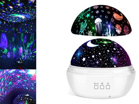 Obrotowa lamka nocna projektor nieba gwiazd 2w1