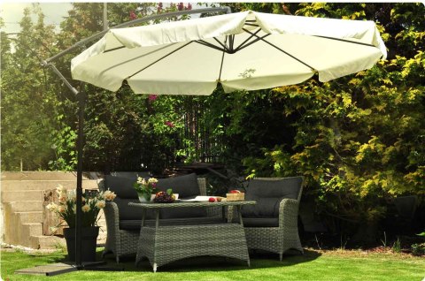 Parasol ogrodowy składany 8 segmentów beżowy ? 350cm