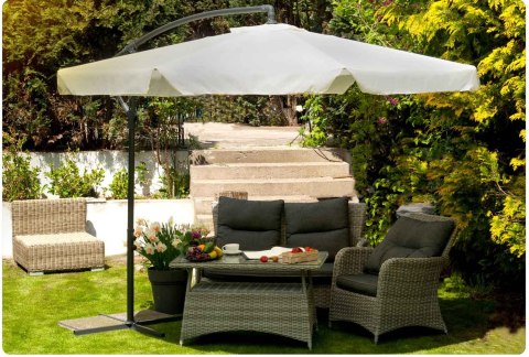 Parasol ogrodowy składany 8 segmentów beżowy ? 350cm