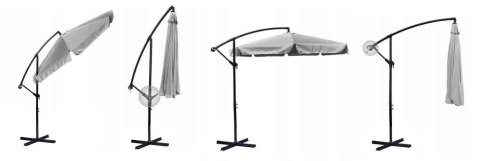 Parasol ogrodowy składany 8 segmentów szary ? 350cm