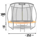 Trampolina ogrodowa profilowana 8ft/252cm z siatką wewnętrzną Neo-Sport + maszyna do baniek GRATIS