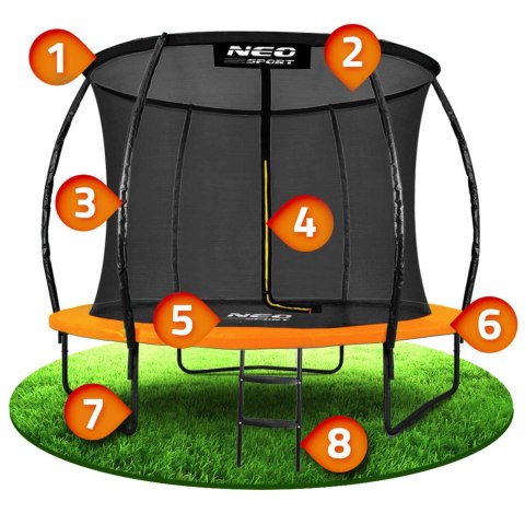 Trampolina ogrodowa profilowana 8ft/252cm z siatką wewnętrzną Neo-Sport + maszyna do baniek GRATIS