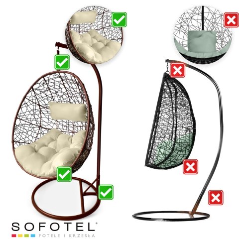 Fotel ogrodowy wiszący Brava brązowy + beżowe poduszki Sofotel