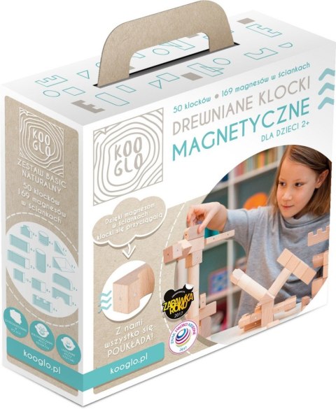 Blocks wooden magnetic Kooglo Basic Natural 50 el.