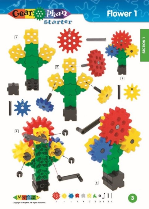 Morphun GearPhun set of construction blocks 304 el. + Instructions 60 p. A4