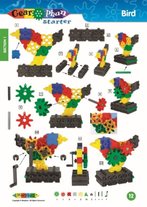 Morphun GearPhun set of construction blocks 304 el. + Instructions 60 p. A4