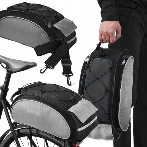 TORBA ROWEROWA SAKWA TYLNA PRZENOŚNA NA BAGAŻNIK POJEMNA WYTRZYMAŁA 13L