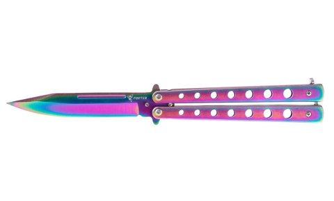 FOXTER® NÓŻ MOTYLEK TĘCZOWY NÓŻ MOTYLKOWY RAINBOW OSTRY 22,5CM