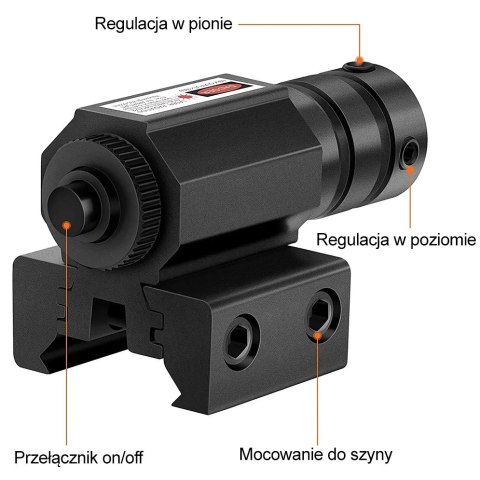 GENETIC® CELOWNIK LASEROWY LASER CZERWONY WSKAŹNIK 11-22MM WIATRÓWKA ASG RED DOT