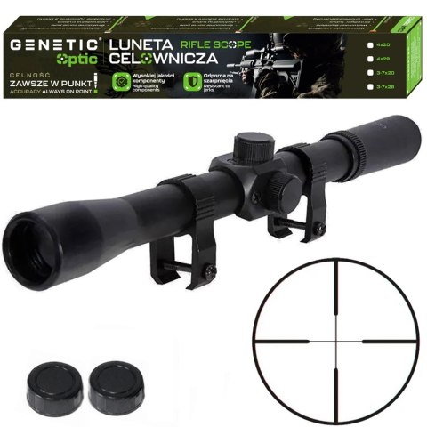 GENETIC® LUNETA CELOWNICZA 4×20 CELOWNIK OPTYCZNY KRZYŻ WYSOKI MONTAŻ