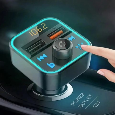 TRANSMITER FM SZYBKA ŁADOWARKA BLUETOOTH AUDIO MP3 BLUETOOTH MICROSD 2X USB RGB