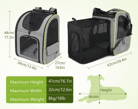 TRANSPORTER DLA KOTA PSA KRÓLIKA PLECAK ROZKŁADANY KOJEC KIESZONKI DUŻY XL PREMIUM