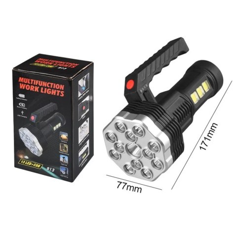GENETIC® LATARKA WOJSKOWA TAKTYCZNA AKUMULATOROWA SZPERACZ UCHWYT 16 LED COB USB