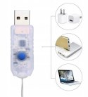 KURTYNA ŚWIETLNA LED DRUCIK LAMPKI PILOT USB BIAŁY CIEPŁY 3X3M + HACZYKI