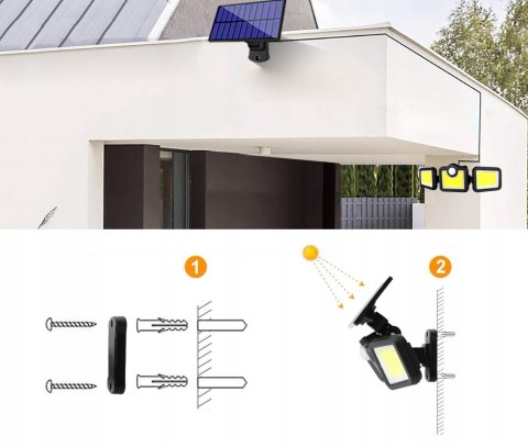 LAMPA SOLARNA LED ZEWNĘTRZNA CZUJNIK RUCHU ZMIERZCHU SMD PILOT IP65