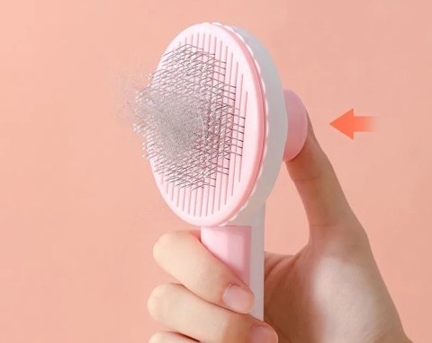NUXIE® SZCZOTKA DO SIERŚCI DLA PSA KOTA SAMOCZYSZCZĄCA 19CM