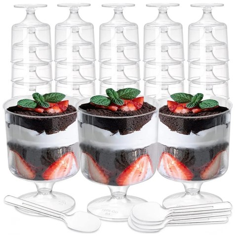 PUCHAREK PUCHARKI DO DESERÓW POJEMNIK OKRĄGŁY + ŁYŻKA ZESTAW 200ML