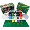 ZESTAW DO POKERA BOX METALOWE OPAKOWANIE ŻETONY MATA KARTY 200SZT