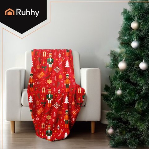 Koc świąteczny flanelowy 1,5x2m Ruhhy 26607