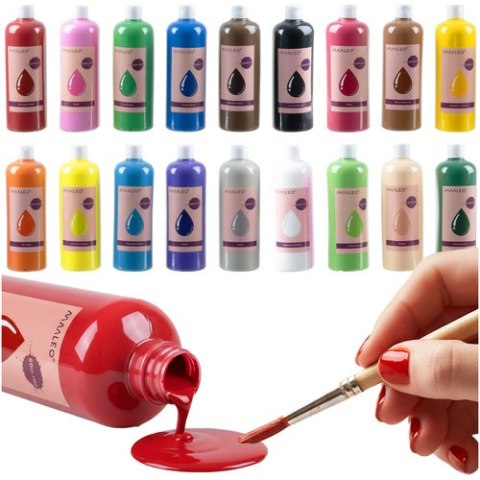 Farby plakatowe- zestaw 18szt x500ml Maaleo 26341