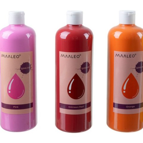 Farby plakatowe- zestaw 18szt x500ml Maaleo 26341