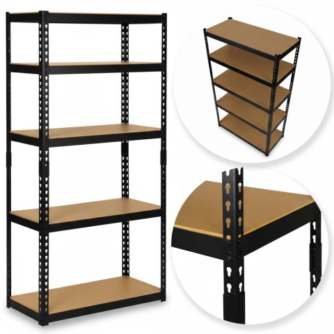 Regał metalowy magazynowy 183 x 90 x 40 cm Humberg HR-853 czarny