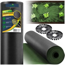 Agrowłóknina ogrodowa 1,6 m x 100 m 90 g/m2 + 100 szpilek Plonos - czarno-zielona