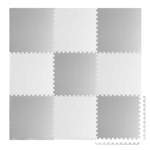 Duża mata piankowa puzzle biało-szara Ricokids 180x180cm 9szt