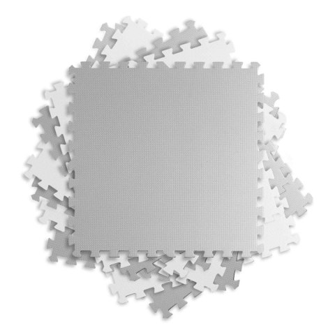 Duża mata piankowa puzzle biało-szara Ricokids 180x180cm 9szt