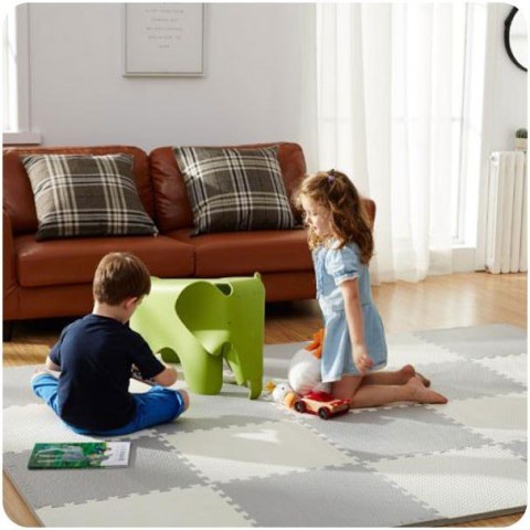 Duża mata piankowa puzzle biało-szara Ricokids 180x180cm 9szt