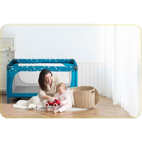 Łóżeczko turystyczne + materac + torba 125 x 65 x 78 cm RK-240 granatowe