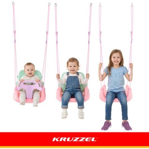 Huśtawka dla dzieci 3w1 pastelowa Kruzzel