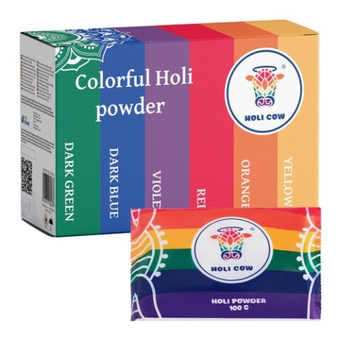 Kolorowy proszek Holi zestaw 6x100g Holi Cow 27335