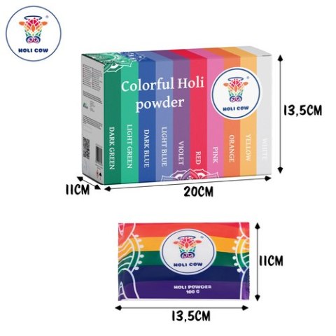 Kolorowy proszek Holi zestaw10x100g Holi Cow 27334