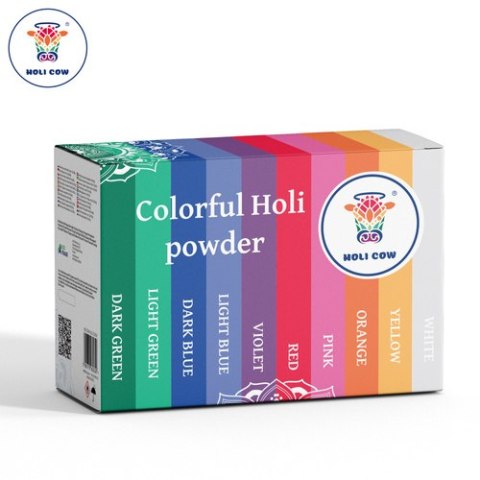 Kolorowy proszek Holi zestaw10x100g Holi Cow 27334