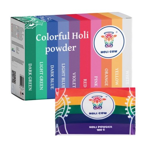 Kolorowy proszek Holi zestaw10x100g Holi Cow 27334